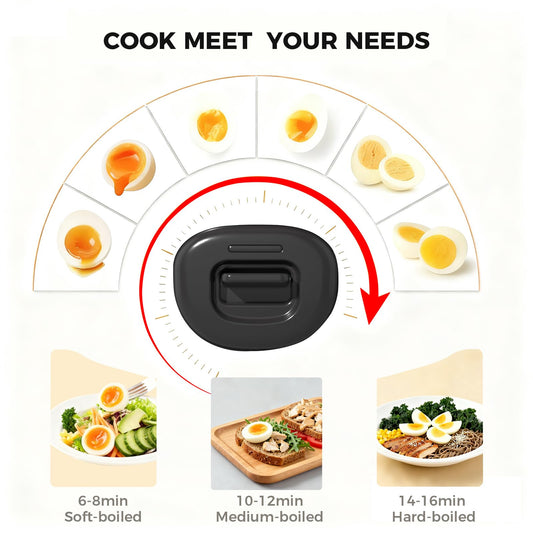 YASHE Rapid Egg Cooker, 7 Egg Capacity Electric Egg Boiler for Hard, Medium, Soft Boiled Eggs, Poacher, Poached Omelet Maker Egg with BPA Free Tray & Egg Bowl, Auto Shut Off, Musical Buzzer, Black