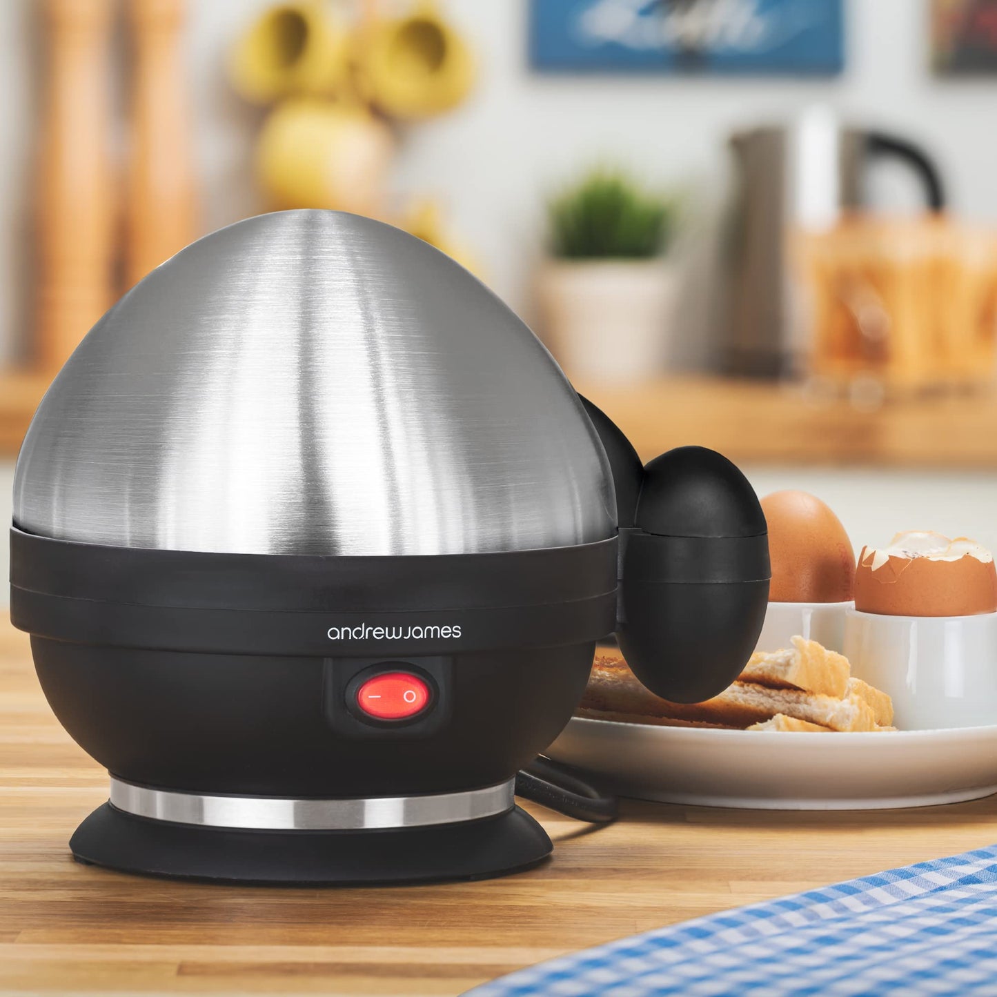 Andrew James Egg Boiler Poacher Electric Cooker with Steamer Attachment for Perfect Soft and Hard Boiled Eggs | up to 7 Egg Capacity | Water Measuring Cup & Egg Piercer | 380W