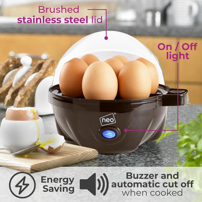 Neo 3 in 1 Durable Kitchen Electric Egg Cooker, Boiler, Poacher Poached Boiled & Omelette Maker Machine Steamer with Timer (Clear Egg)