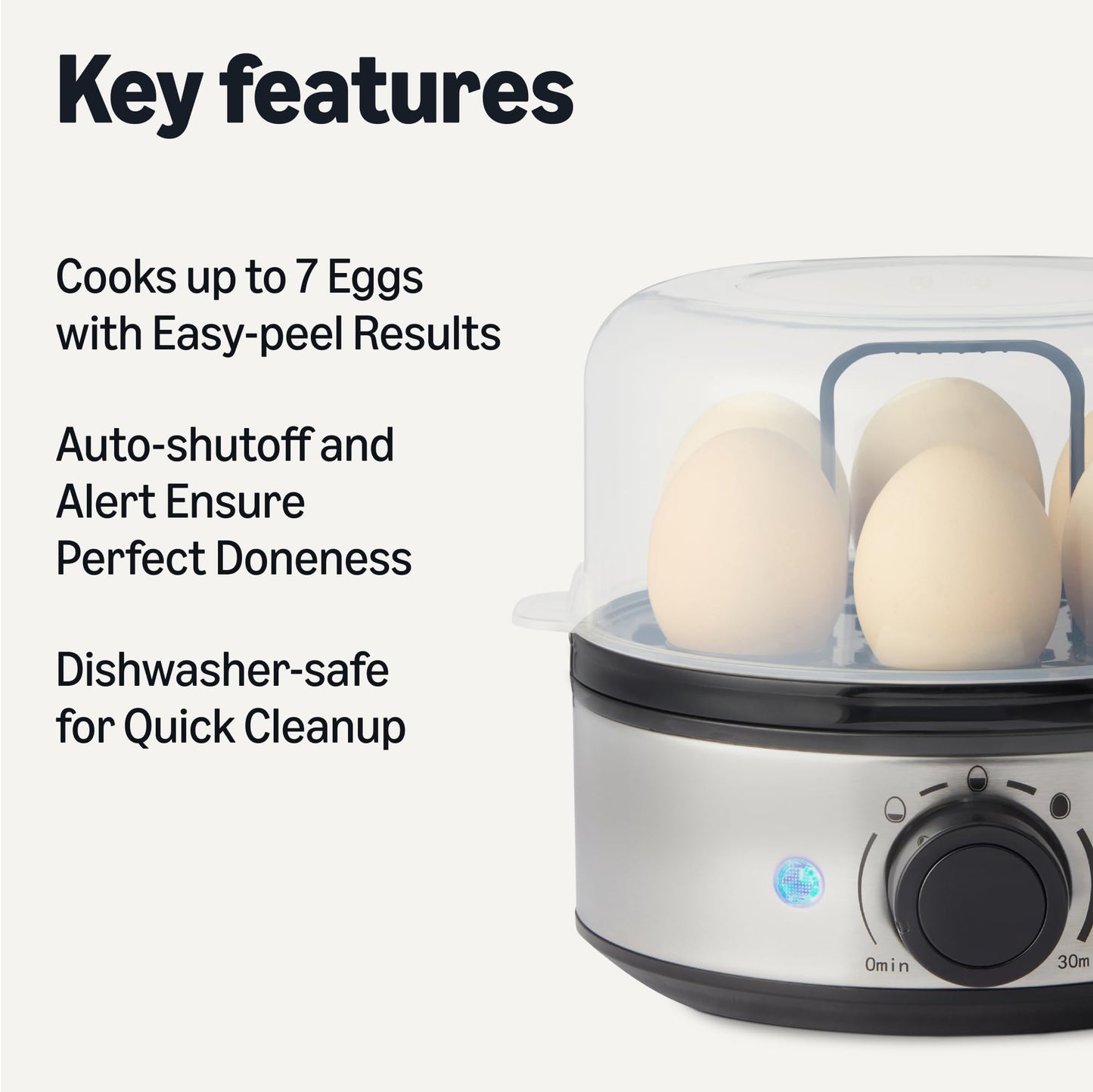 Amazon Basics Electric Egg Cooker, Boiler and Poacher, 7-Egg Capacity, BPA Free, Black