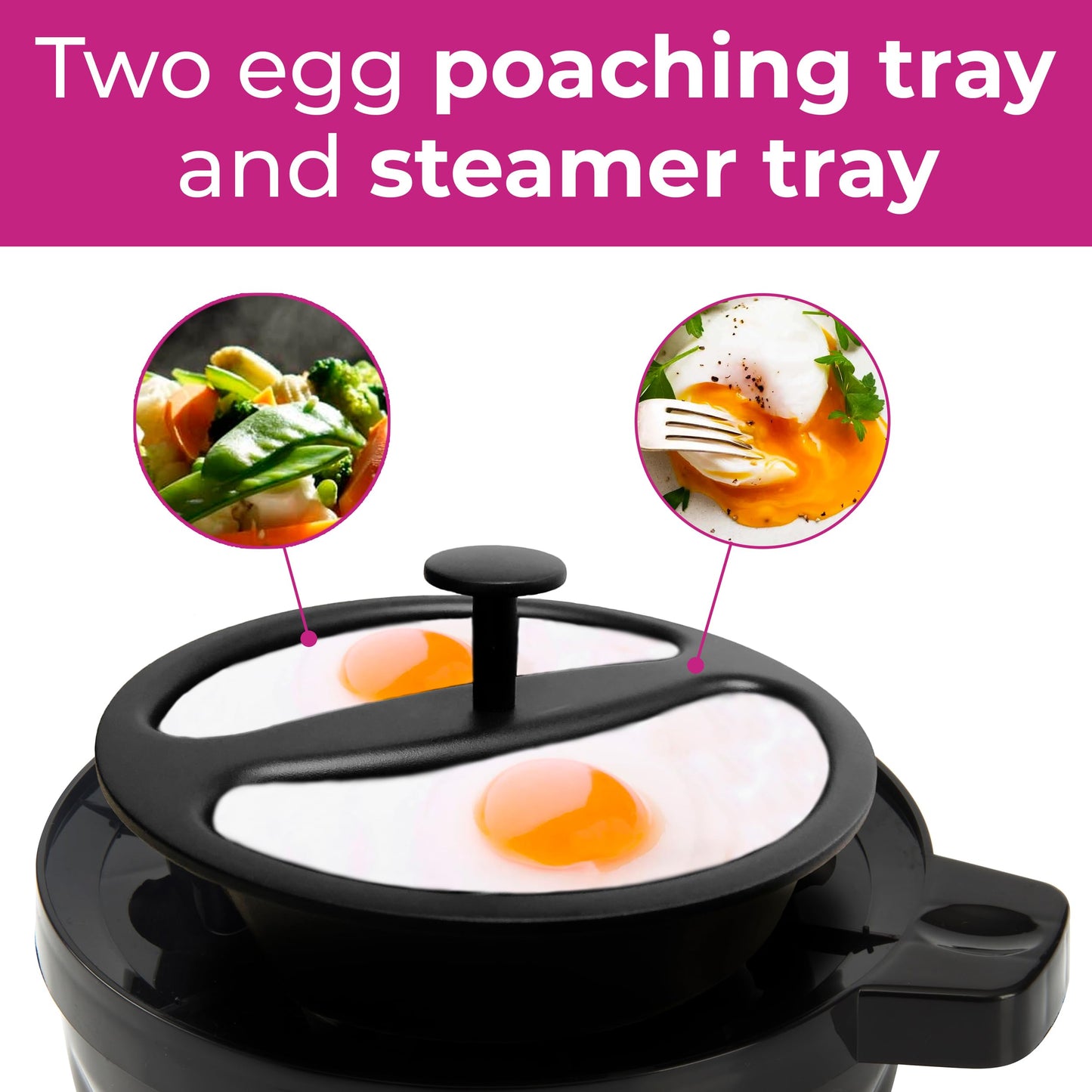 Neo 3 in 1 Durable Kitchen Electric Egg Cooker, Boiler, Poacher Poached Boiled & Omelette Maker Machine Steamer with Timer (Clear Egg)