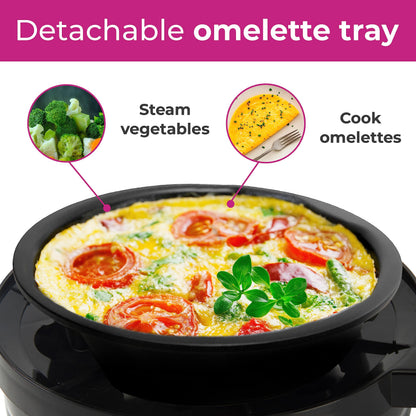 Neo 3 in 1 Durable Kitchen Electric Egg Cooker, Boiler, Poacher Poached Boiled & Omelette Maker Machine Steamer with Timer (Clear Egg)